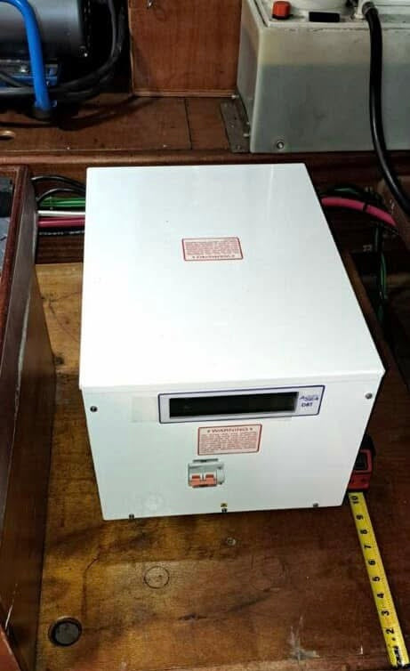 Marine isolation transformer installed on a cruising yacht for full shore power isolation by Marine Electric Systems, Annapolis