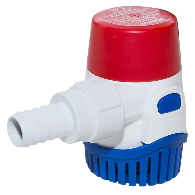 Rule 27DA, Standard Bilge Pump Non-Auto, Submersible, 1100GPH, 12V | Marine Bilge Pump for Boats with Thermal Cut-Off, Check Valve, Low Amperage, 3/4" Threaded Ports, Ideal Boat Accessories