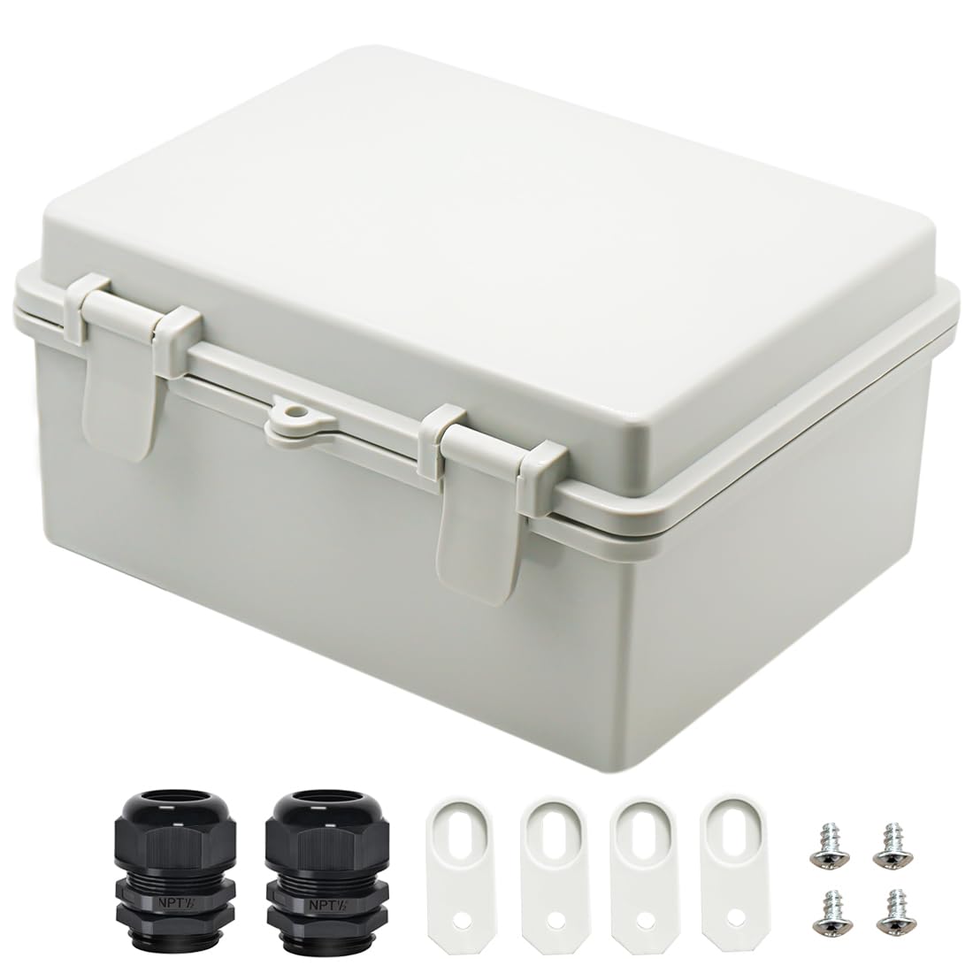 9"x7"x4" Junction Box, Waterproof w/Hinge Door (Grey)