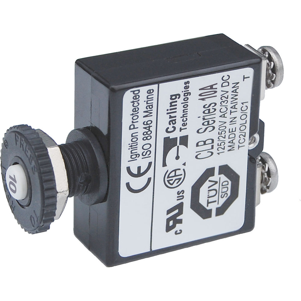 Blue Sea Push Button Reset Only Screw Terminal Circuit Breaker  10 Amps 2132