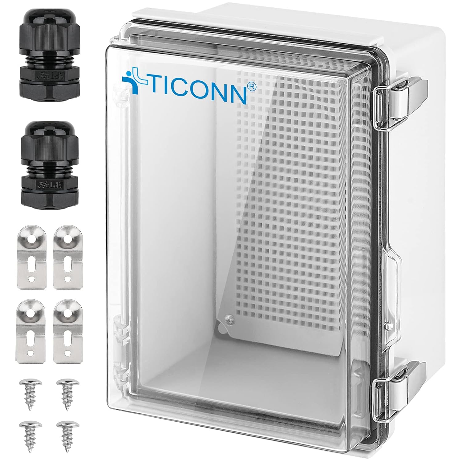 11"x8"x6" Junction Box, Waterproof w/ Clear Hinged Door (Grey)