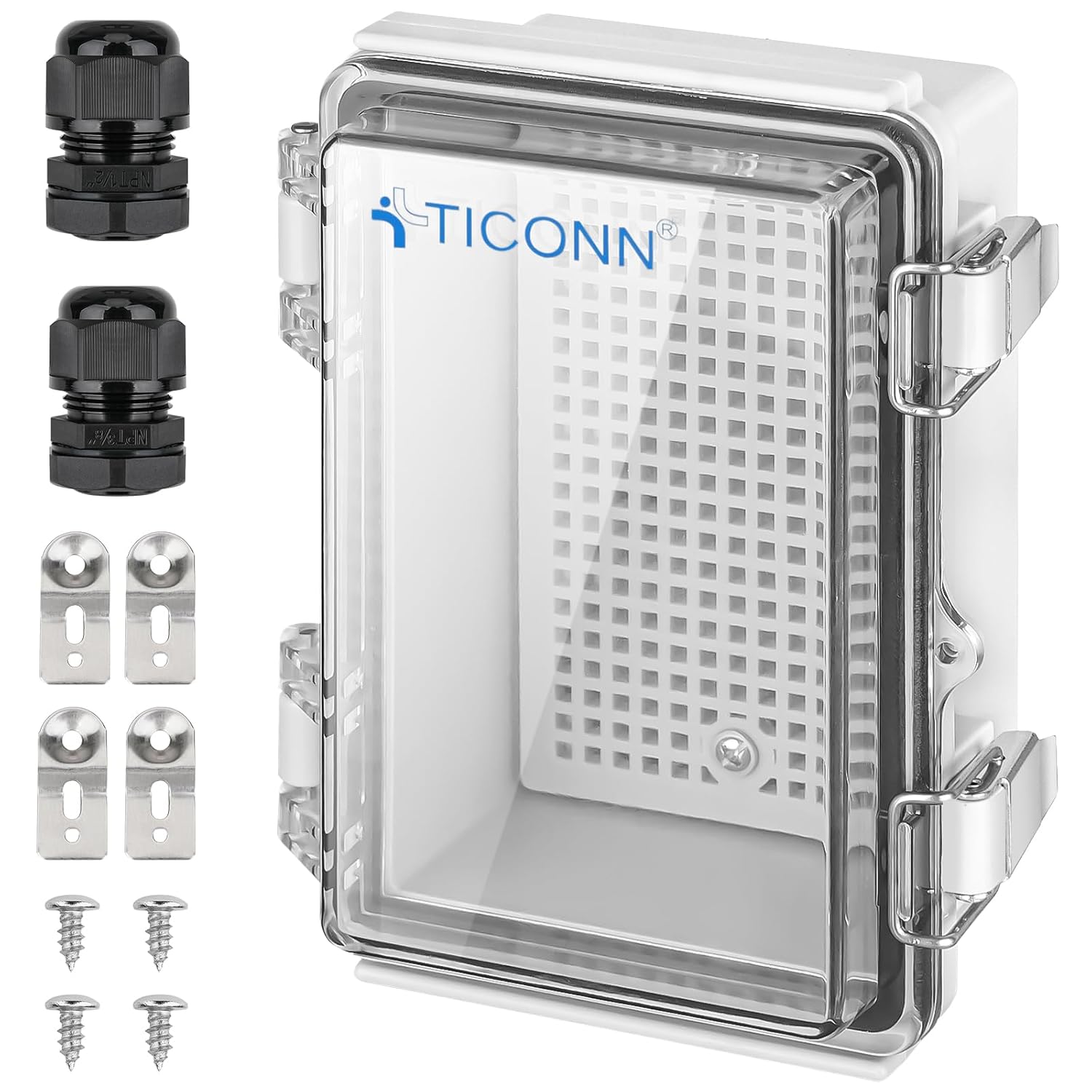 6"x4"x3" Junction Box, Waterproof w/ Clear Hinged Door (Grey)
