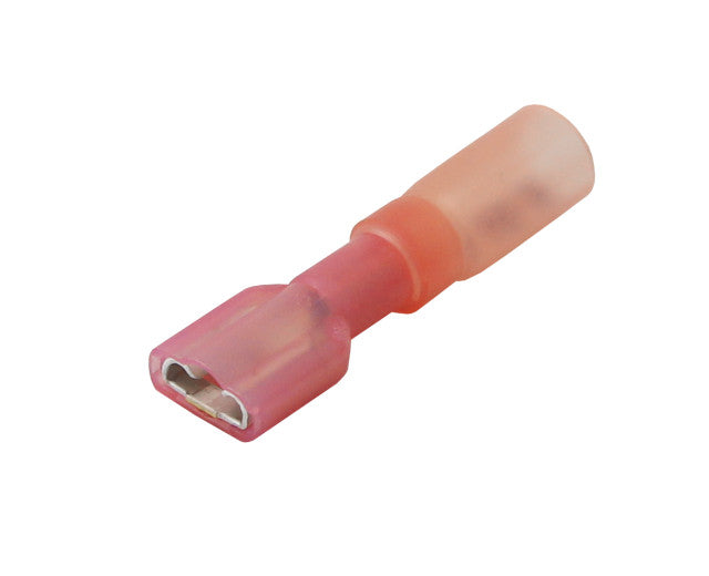 Wire Terminal End; Female Disconnect; 22-18 Gauge Wire; Tinned Copper Connector/ Heat Shrink Insulation