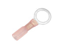 Wire Terminal End; 3/8 Inch Ring Terminal; 22-18 Gauge Wire; Tinned Copper Connector/ Heat Shrink Insulation