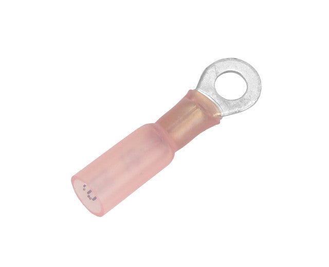 Wire Terminal End; #8 Ring Terminal; 22-18 Gauge Wire; Tinned Copper Connector/ Heat Shrink Insulation